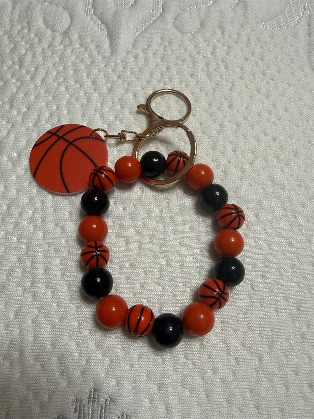 Set of 12 Sports Beaded Keychain Bracelet - Basketball Soccer, Football Baseball